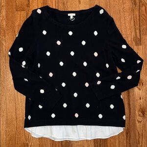 Talbots Black & White Polka Dot Sweater Women’s Size Large